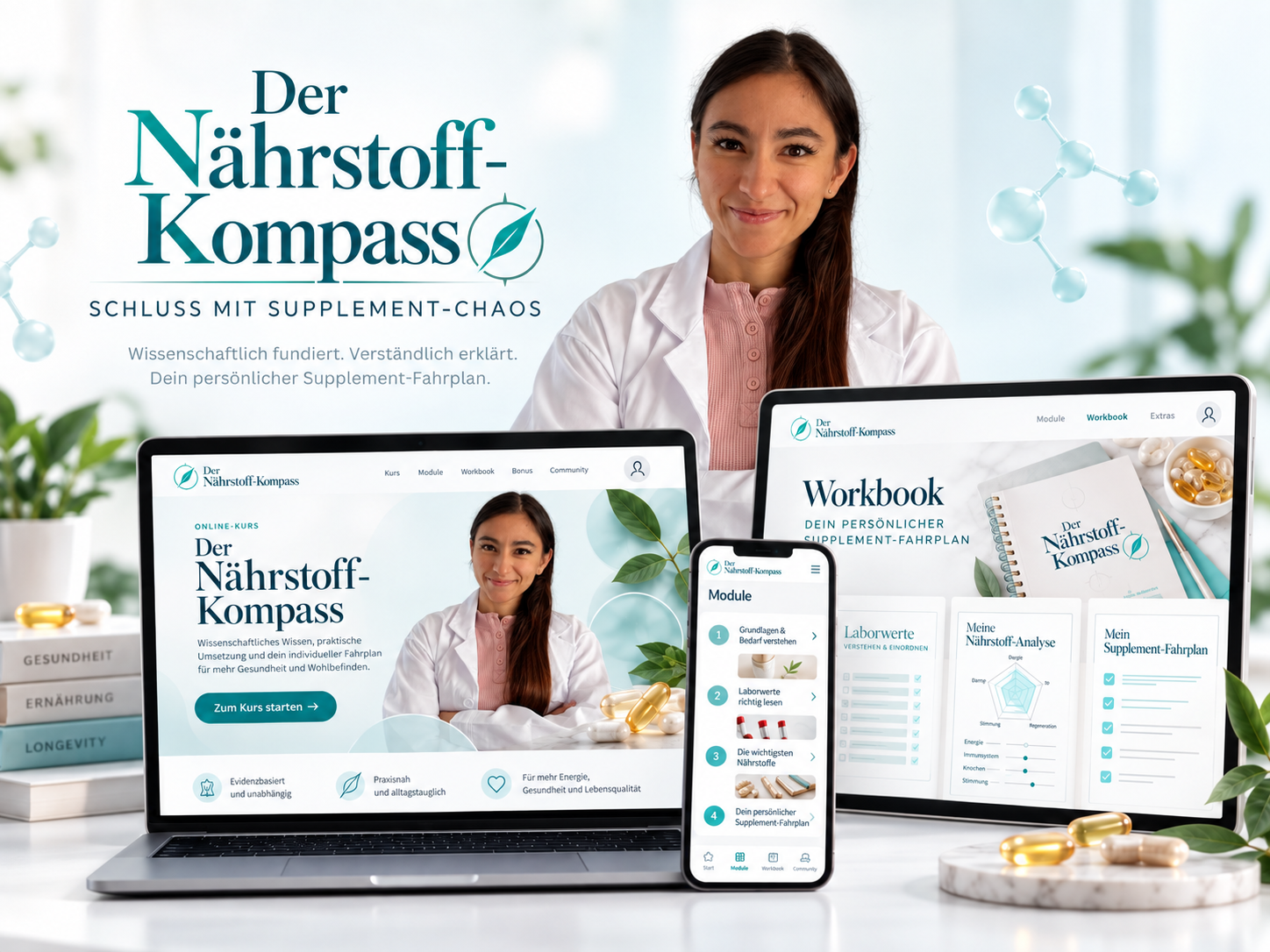Der Nährstoff-Kompass mit Christina Winzig: Online-Kurs, Workbook und persönlicher Supplement-Fahrplan